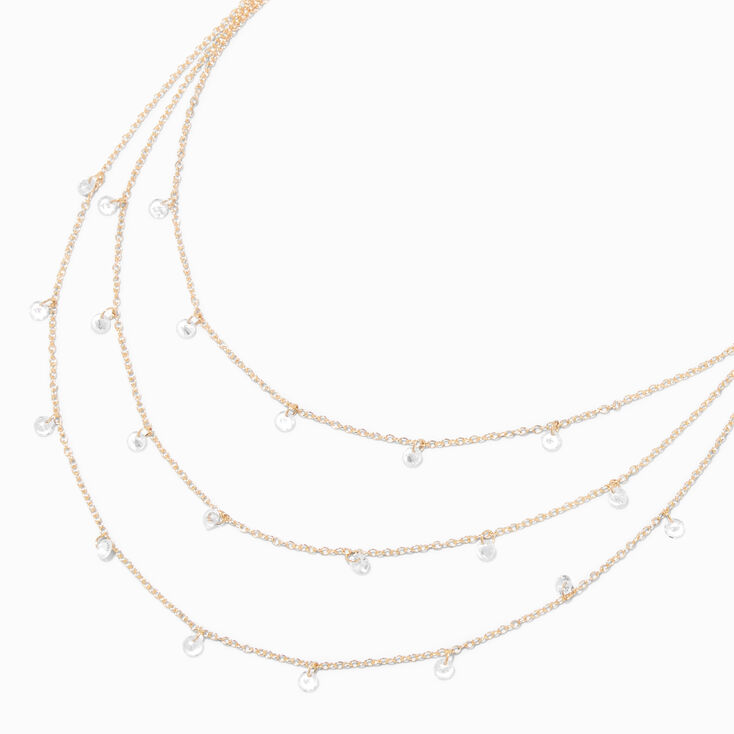 Gold-tone Cubic Zirconia Confetti Multi-Strand Necklace ,