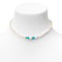 Ivory &amp; Turquoise Beaded Choker Necklace,