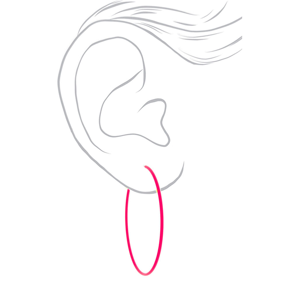 60MM Neon Hoop Earrings -  Pink,