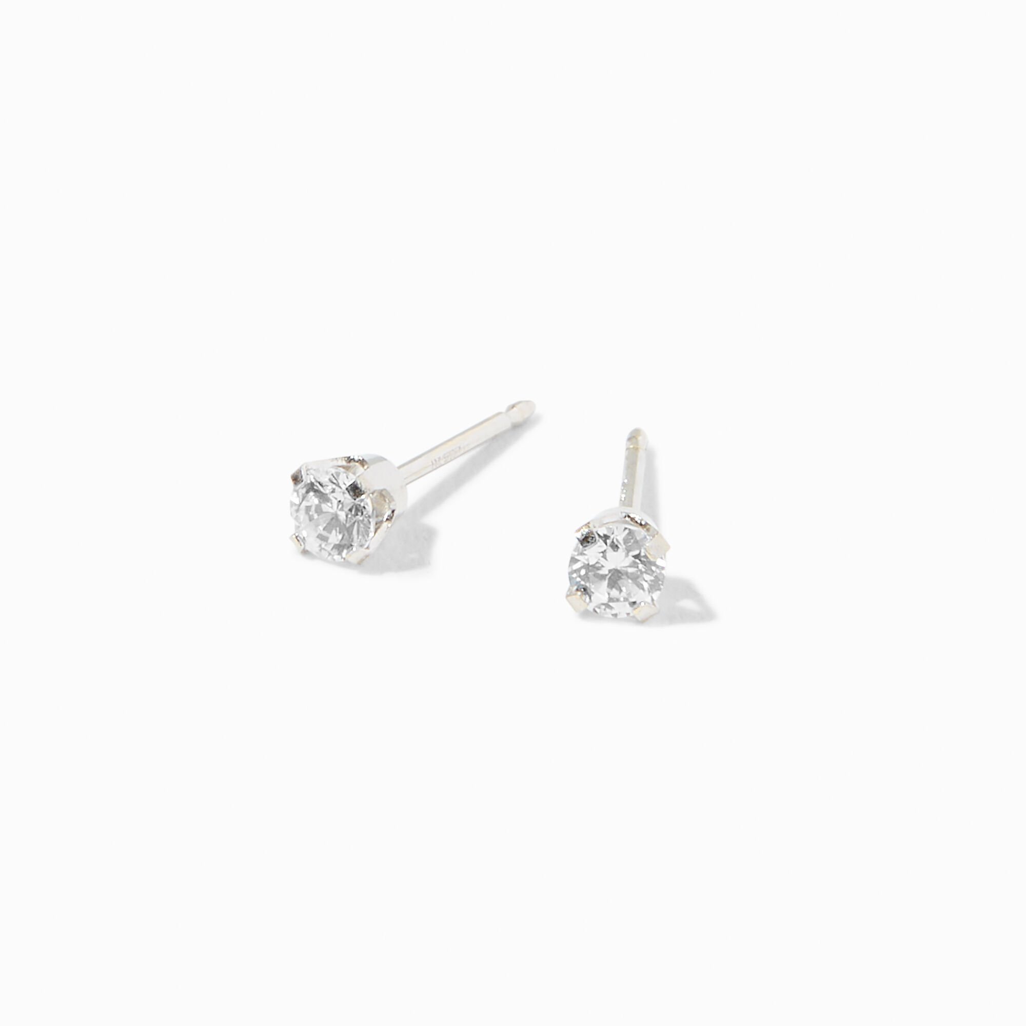 claire's exclusive platinum 3mm cubic zirconia ear piercing kit with after care lotion