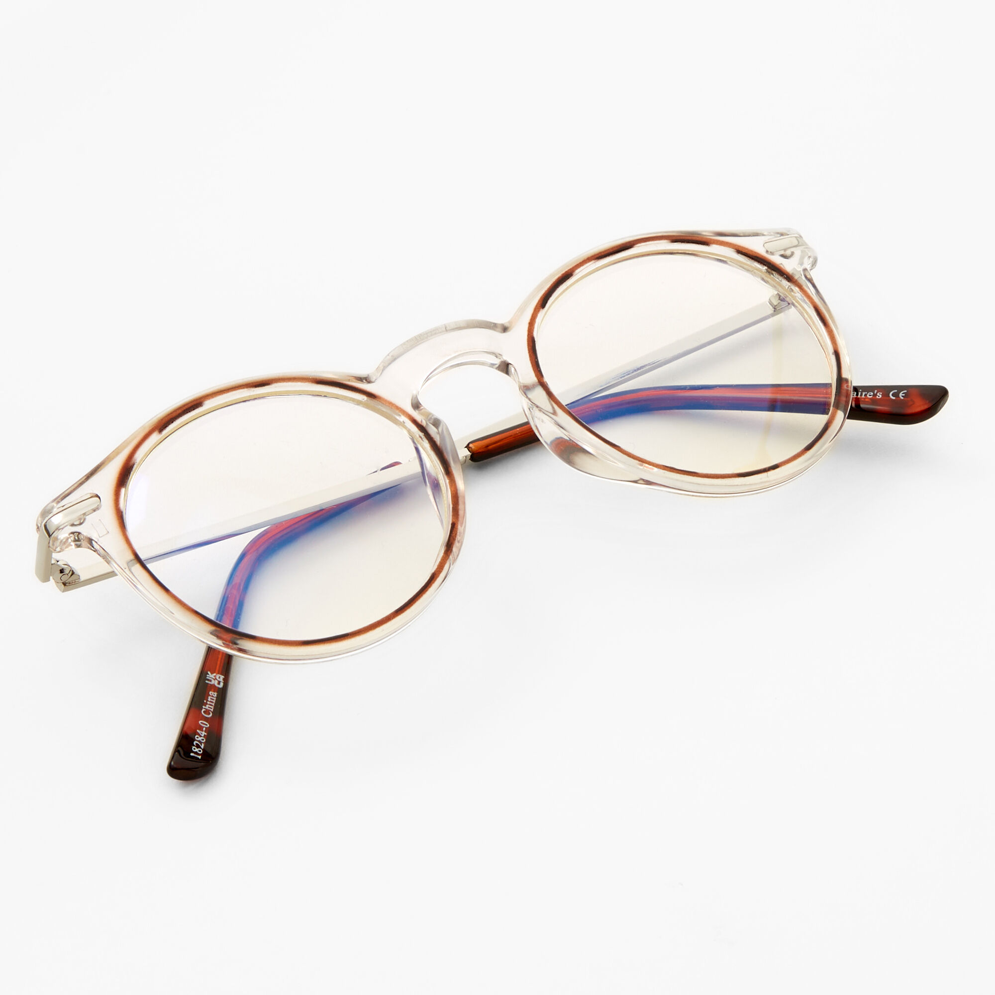 Solar Blue Light Reducing Round Clear Lens Tortoiseshell Frames,