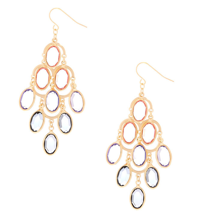 2.5&quot; Pastel Shine Chandelier Drop Earrings,