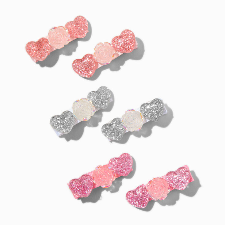 Claire&#39;s Club Rose Heart Hair Clips - 6 Pack,