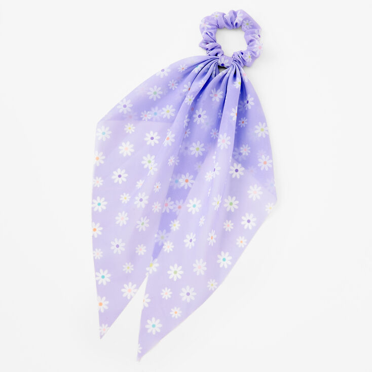 Spring Purple Daisy Hair Scrunchie Scarf,
