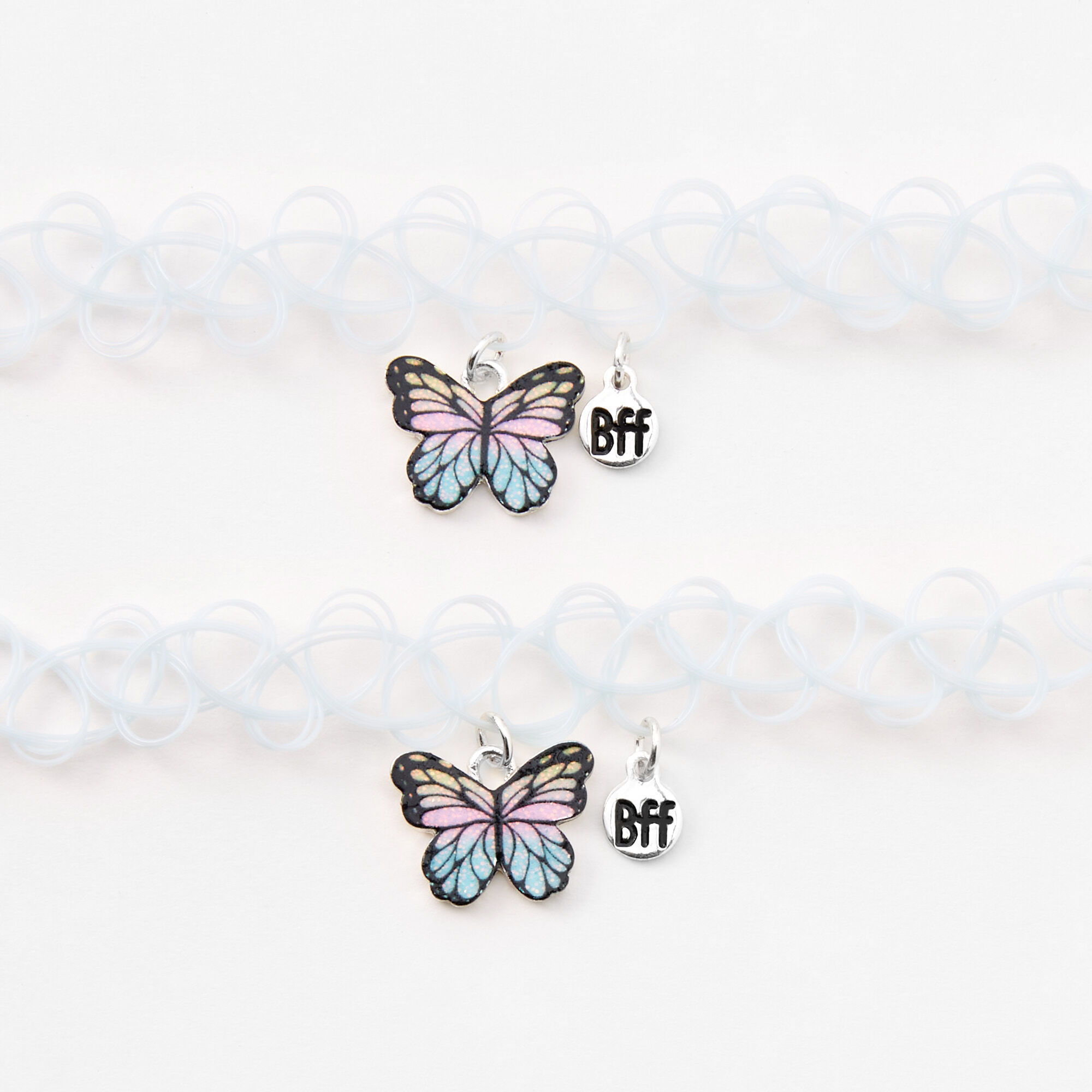 Ras-de-cou best friends effet tatouage papillon - Lot de 2,
