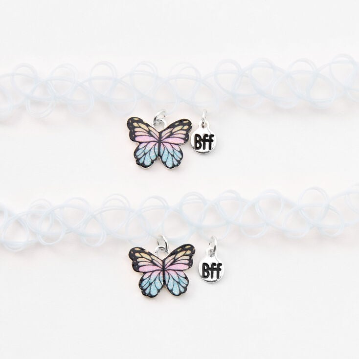 Ras-de-cou best friends effet tatouage papillon - Lot de 2,