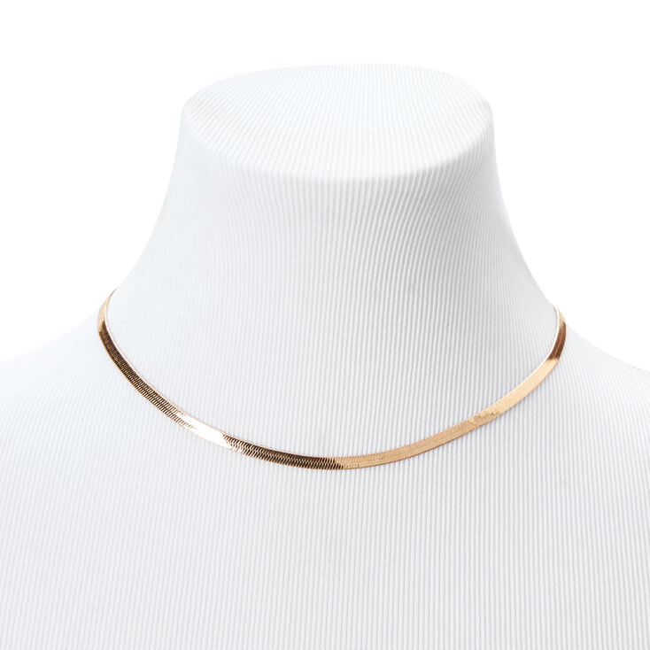 Gold-tone Herringbone Chain Necklace,