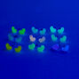 Glitter Glow in the Dark Heart Stud Earrings - 9 Pack,