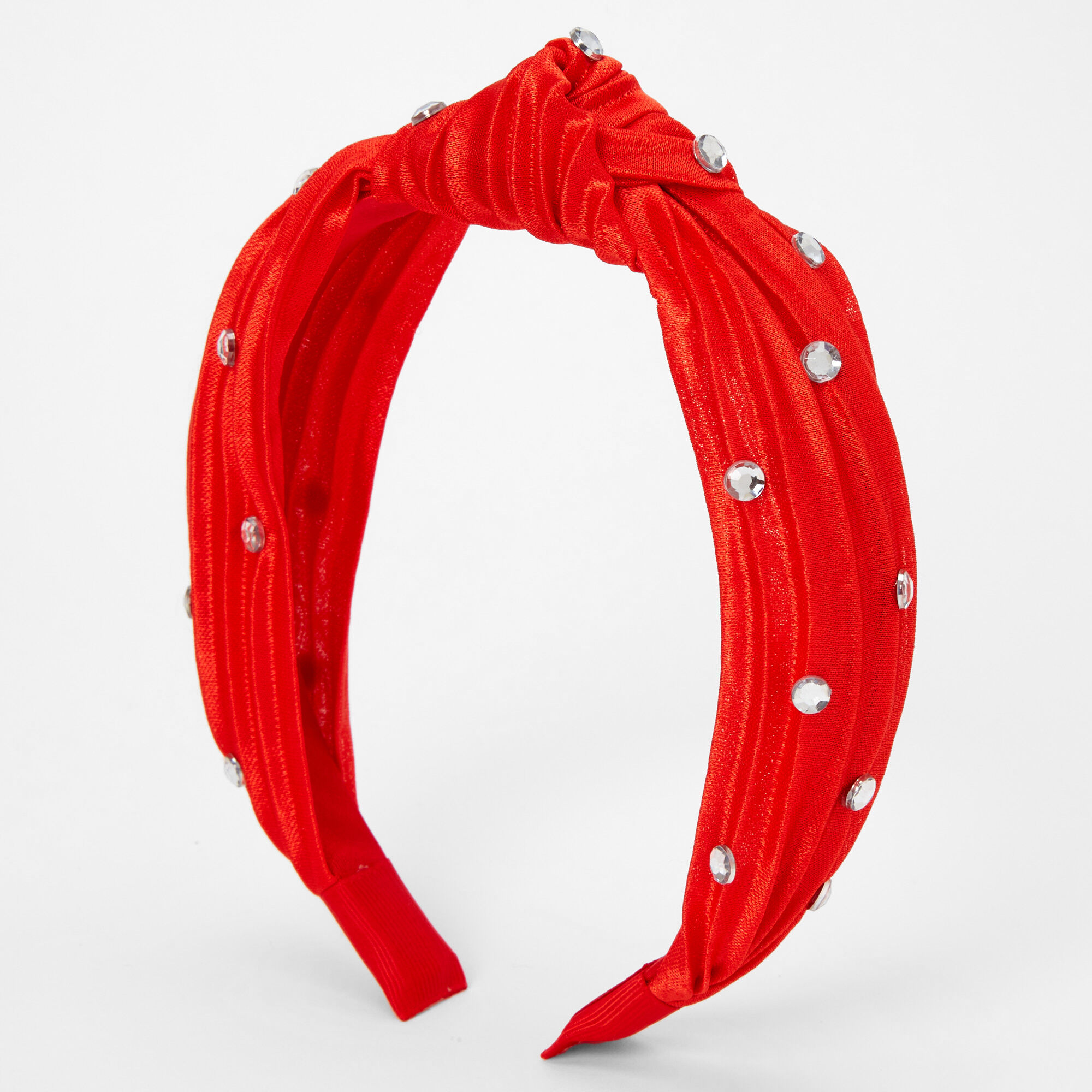 Claire's Club Knotted Satin Holiday Headband - Red,