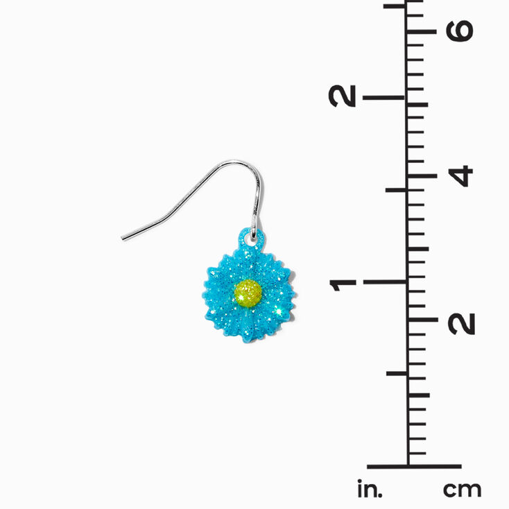 Silver-tone Glow in the Dark Flower 1&quot; Drop Earrings - 6 Pack,