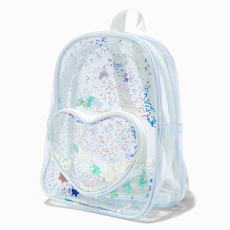 Claire's Club Transparent Shaker Heart White Mini Backpack