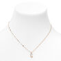 Gold-tone Half Stone Initial Pendant Necklace - C,