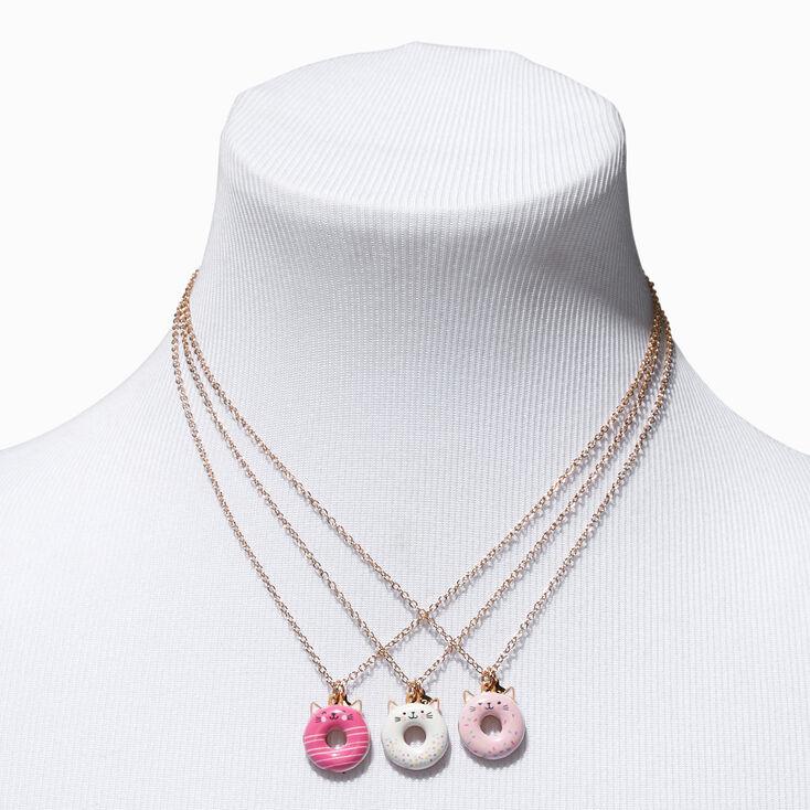 Best Friends Cat Donut Pendant Necklaces - 3 Pack,