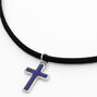 Silver Mood Cross Cord Pendant Necklace - Black,