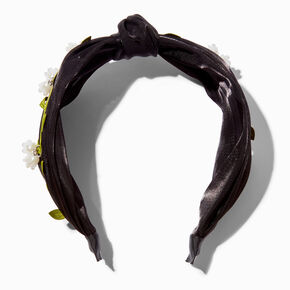 Black Vine &amp; Flower Dangle Knotted Headband,