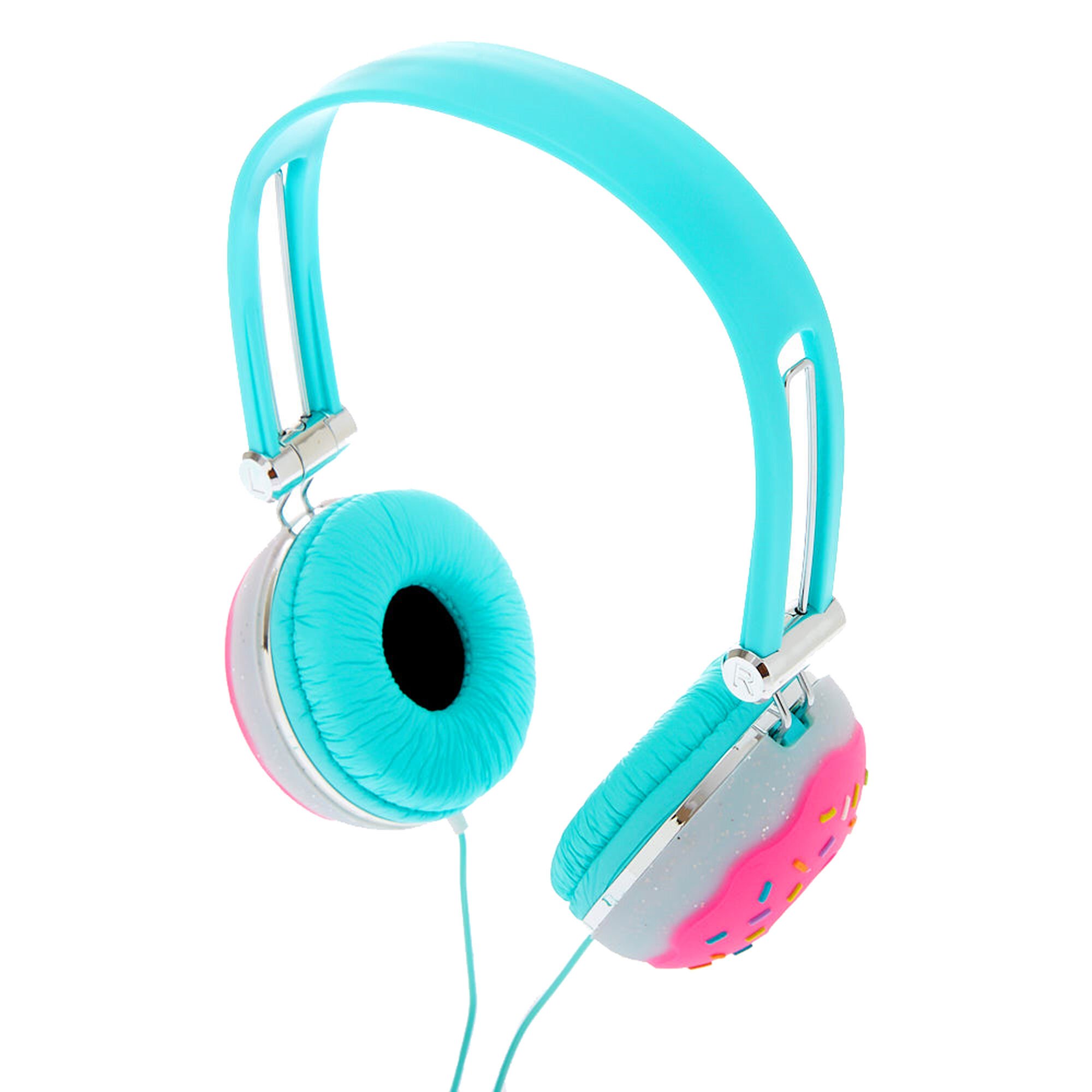 View Claires Glitter Donut Headphones Turquoise information