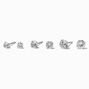 Silver-tone Stainless Steel Round Cubic Zirconia Stud Earrings - 3 Pack,