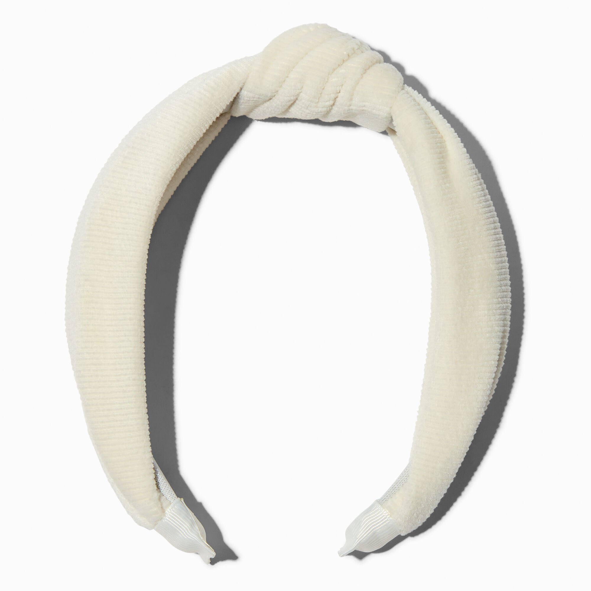 View Claires Ribbed Velvet Knotted Headband White information