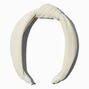 White Ribbed Velvet Knotted Headband,