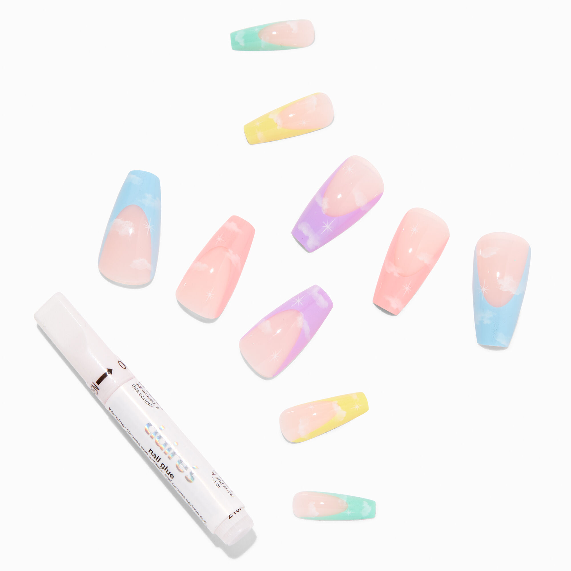 Pastel Cloud Tip Squareletto Vegan Faux Nail Set - 24 Pack