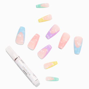 Pastel Cloud Tip Squareletto Vegan Faux Nail Set - 24 Pack,