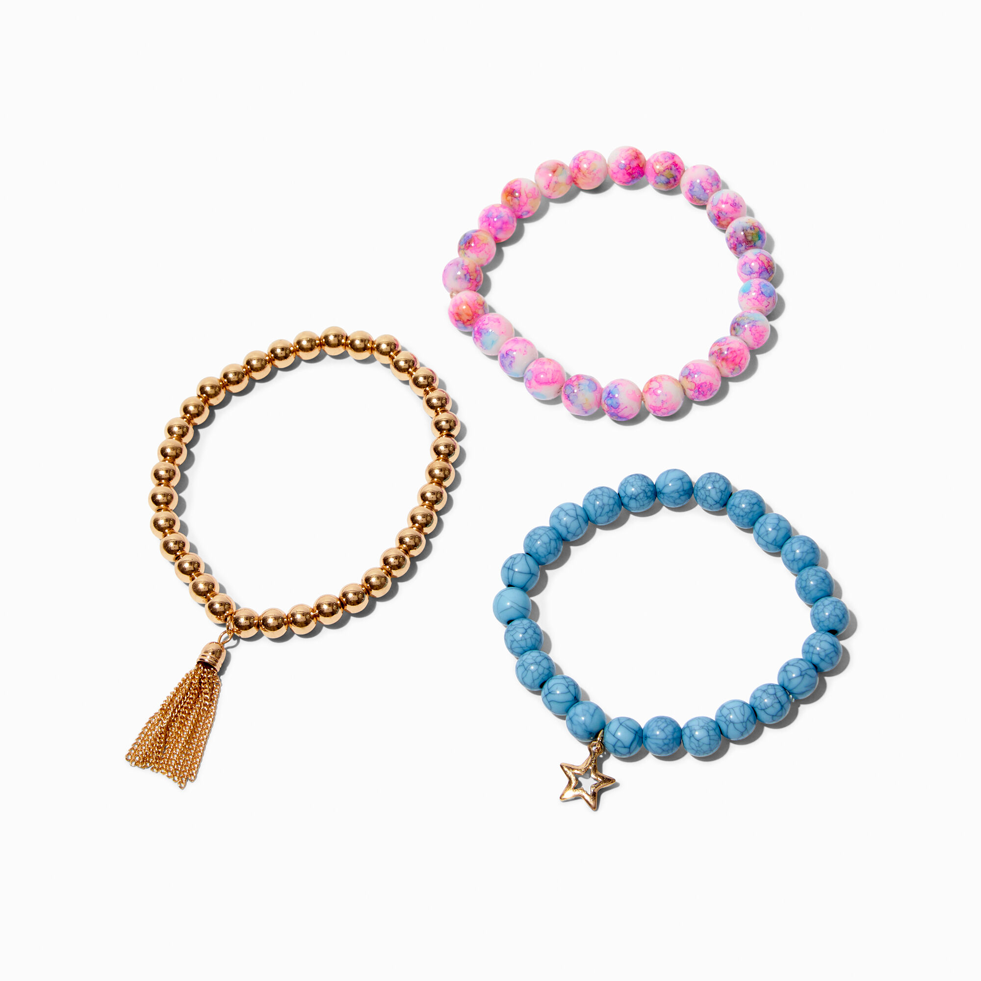 Beaded stretch bracelets with charms sale