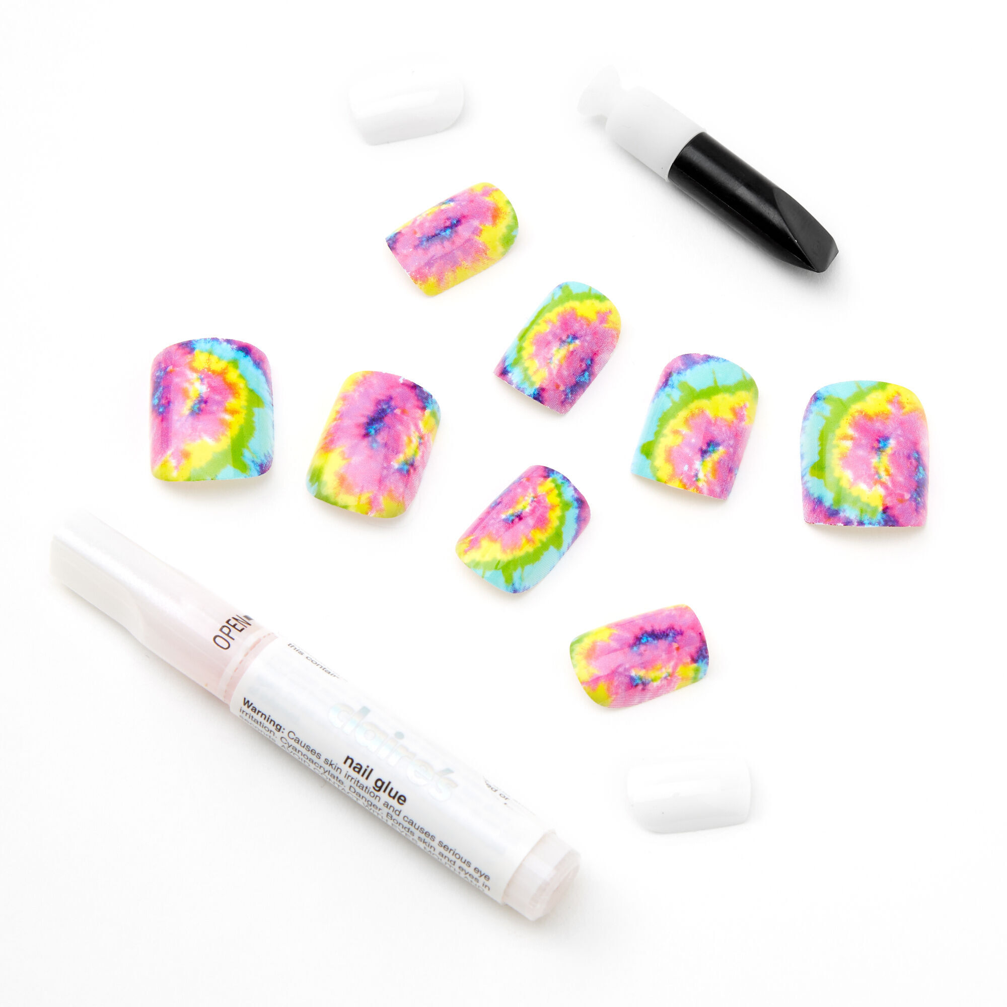Classic Tie Dye Square Faux Nail Set - 24 Pack | Claire's US Classic Tie Dye Square Faux Nail Set - 24 Pack | Claire's US
