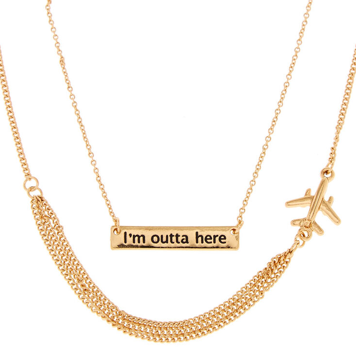 Gold-Tone I&#39;M OUTTA HERE Pendant Necklace,