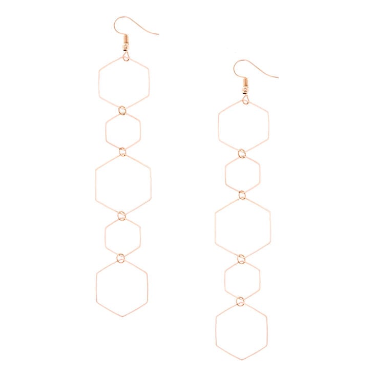 Gold Geometric Drop Earrings,