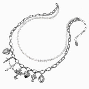 Cross &amp; Pearl Multi-Strand Necklace,