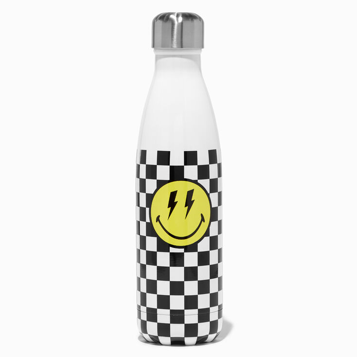 Smiley World&reg; Checkered Water Bottle,