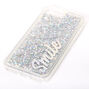 Smile Silver Glitter Liquid Fill Phone Case - Fits iPhone 6/7/8 Plus,