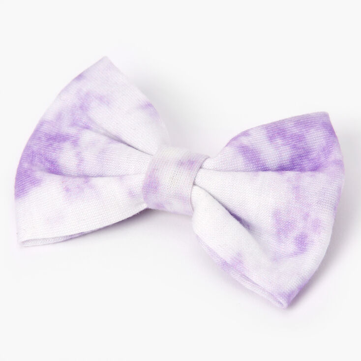 Tie Dye Hair Bow Clip - Lavender,