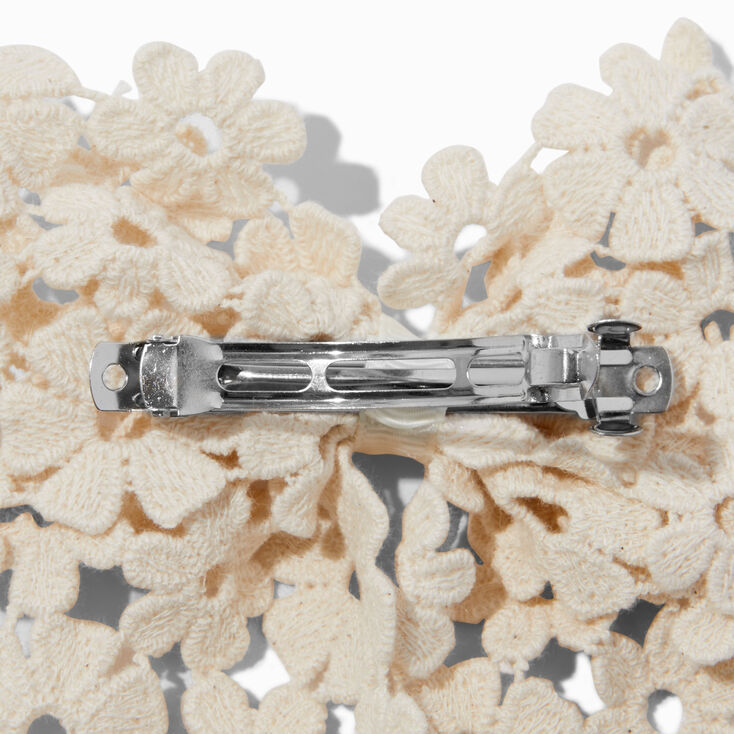 Ivory Floral Crochet Hair Bow Clip,