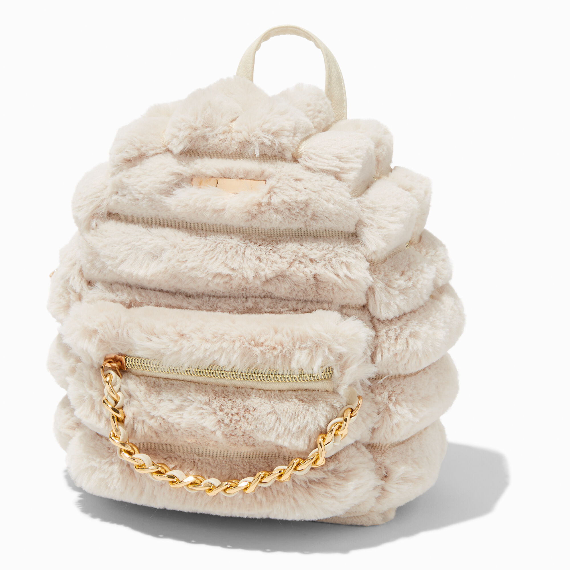 White faux fur backpack discount