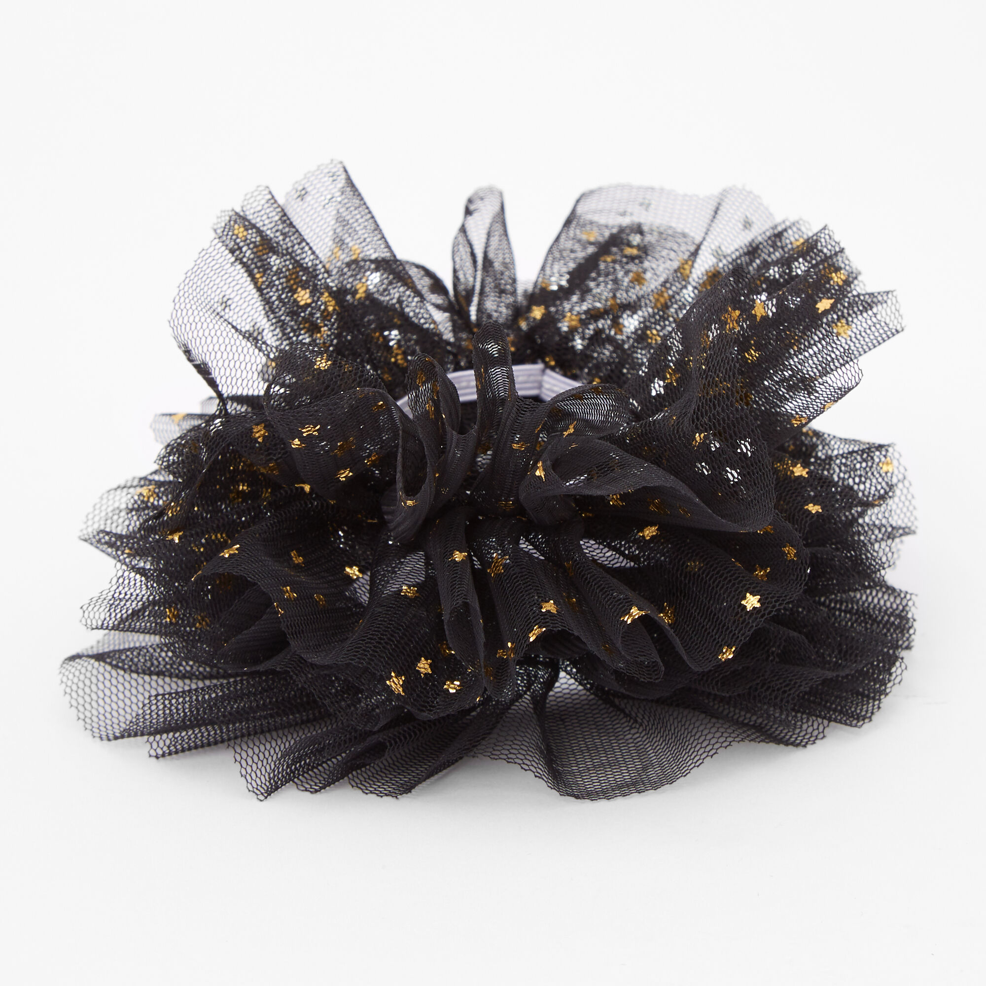 Claire's Club Small Star Tulle Hair Scrunchies - Black, 2 Pack,