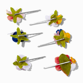 Rainbow Mixed Flower Hair Pins - 6 Pack,