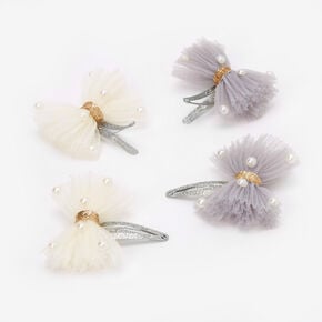 Claire&#39;s Club Pearl Tulle Snap Hair Clips - 4 Pack,