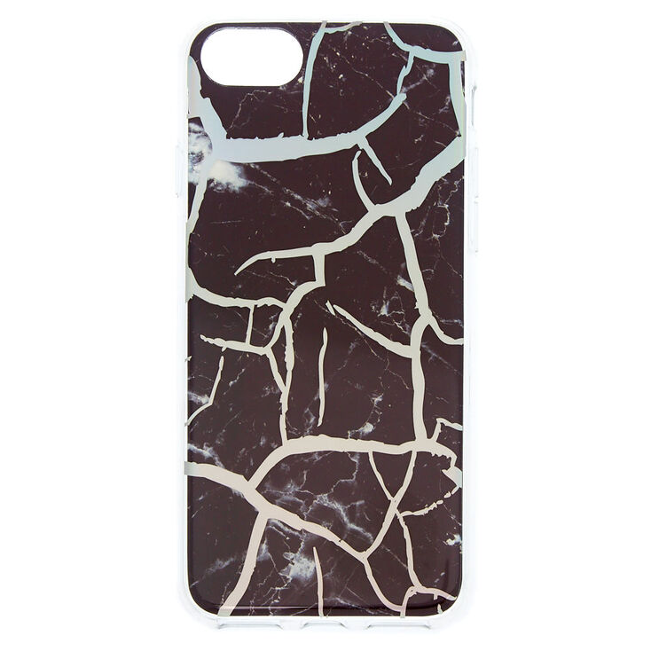 Black Cracked Marble Phone Case - Fits iPhone 6/7/8/SE,
