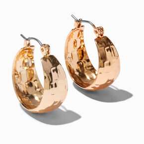 Gold-tone Chunky Textured Hoop Earrings,