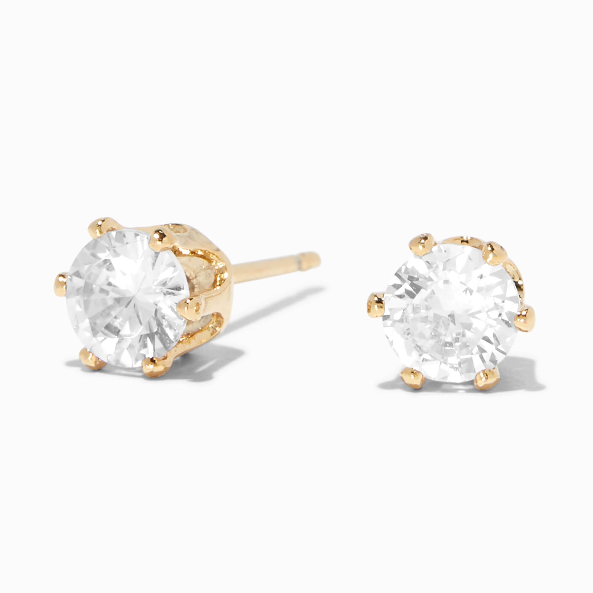 View Claires 18K Plated 5MM Cubic Zirconia Cupcake Stud Earrings Gold information