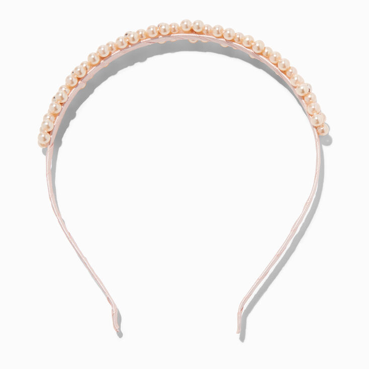 Rose Gold Pearl Flower Cluster Headband,