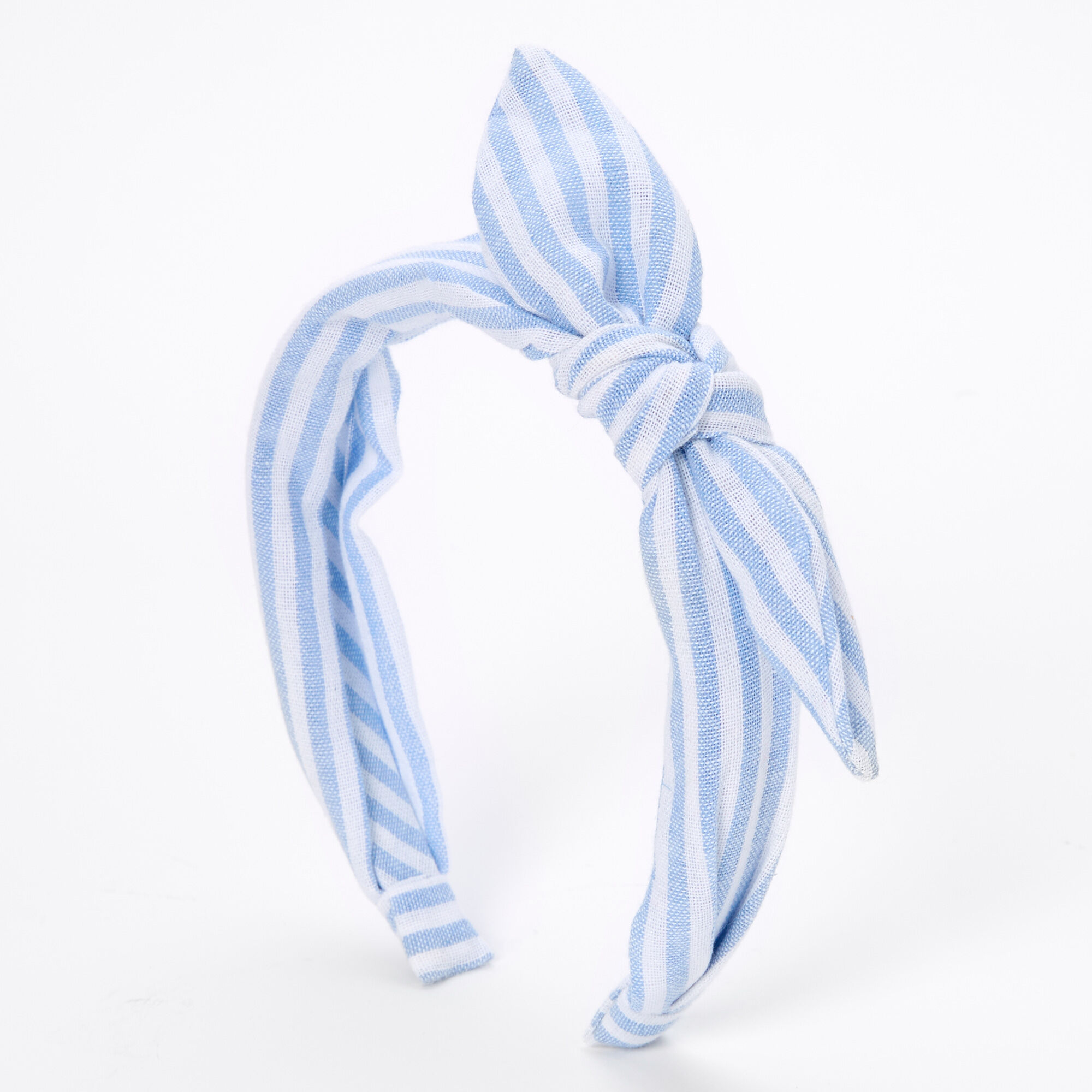 View Claires Striped Knotted Bow Headband Blue information