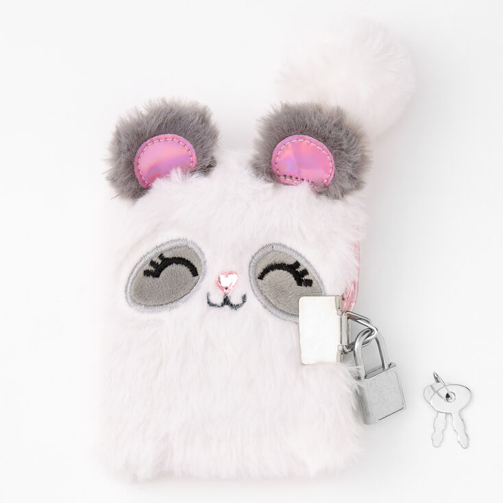 Claire&#39;s Club Furry Panda Mini Lock Diary,