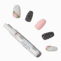 Faux ongles vegan ballerine lettres et rose rose - Lot de 24,