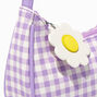 Claire&#39;s Club Purple Gingham Daisy Handbag,