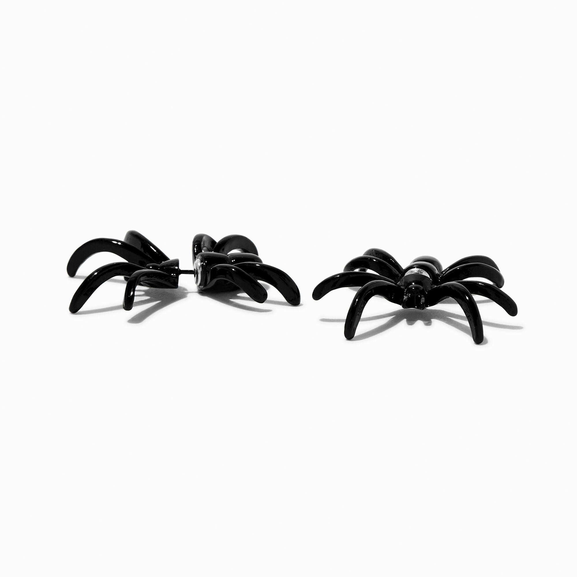 View Claires Spider Front Back Stud Earrings Black information