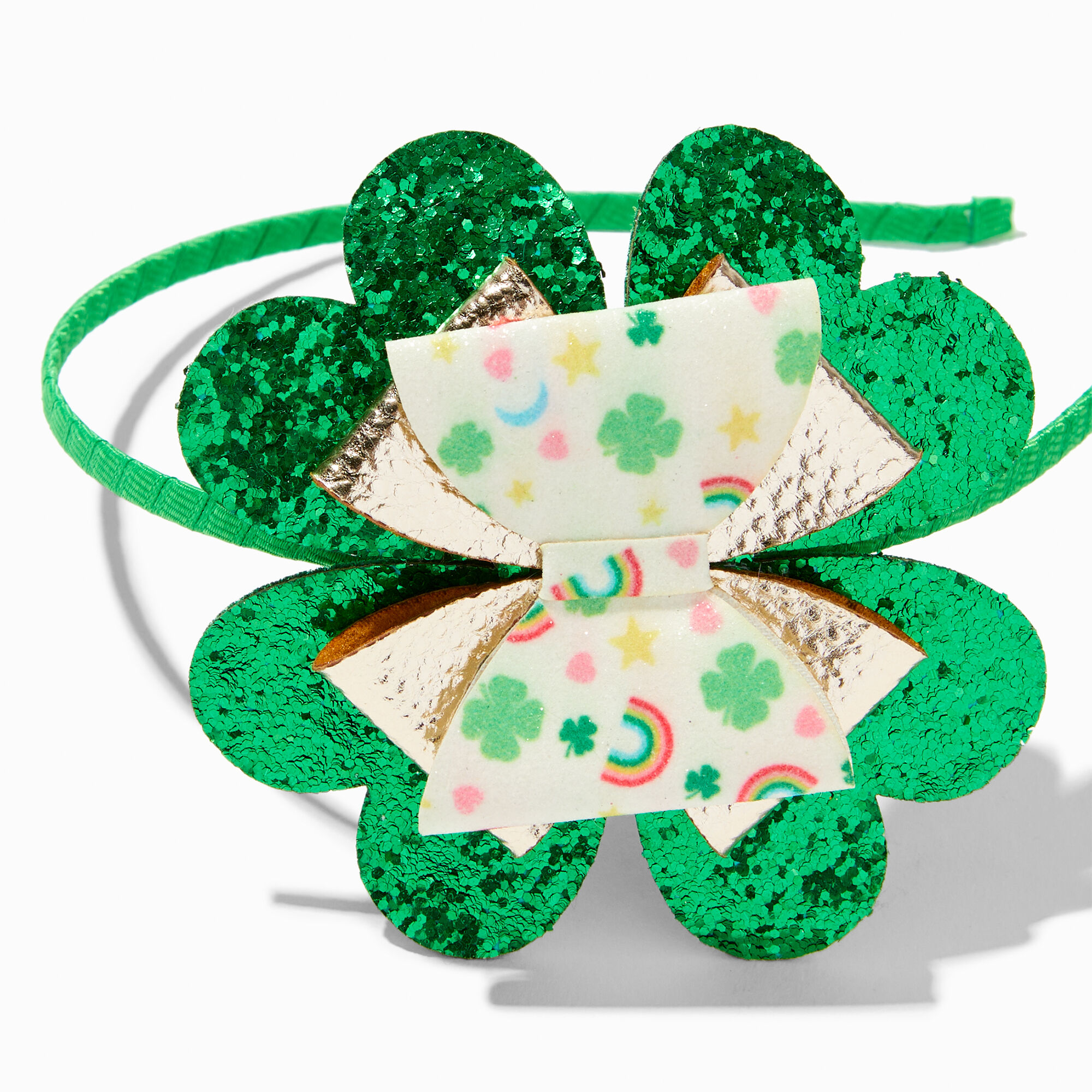 St. Patrick's Day Sequin Shamrock Bow Headband,