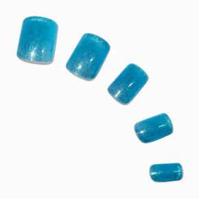 Blue Cat Eye Medium Square Vegan Faux Nail Set - 24 Pack,