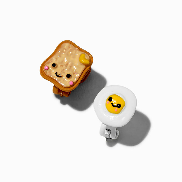 Egg &amp; Toast Clip-On Stud Earrings,